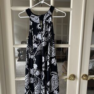 Emma & Michele Black and White Halter Maxi Sundress